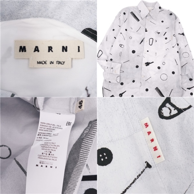 Marni(マルニ)の美品 マルニ MARNI シャツ ロングスリーブ 総柄 コットン トップス メンズ イタリア製 46(S相当) ライトグレー メンズのトップス(シャツ)の商品写真