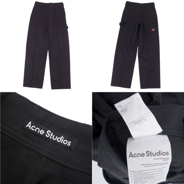 美品 アクネストゥディオズ Acne Studios パンツ ペインターパンツ ダブルニー ワイドパンツ メンズ ボトムス XXS ブラック 4