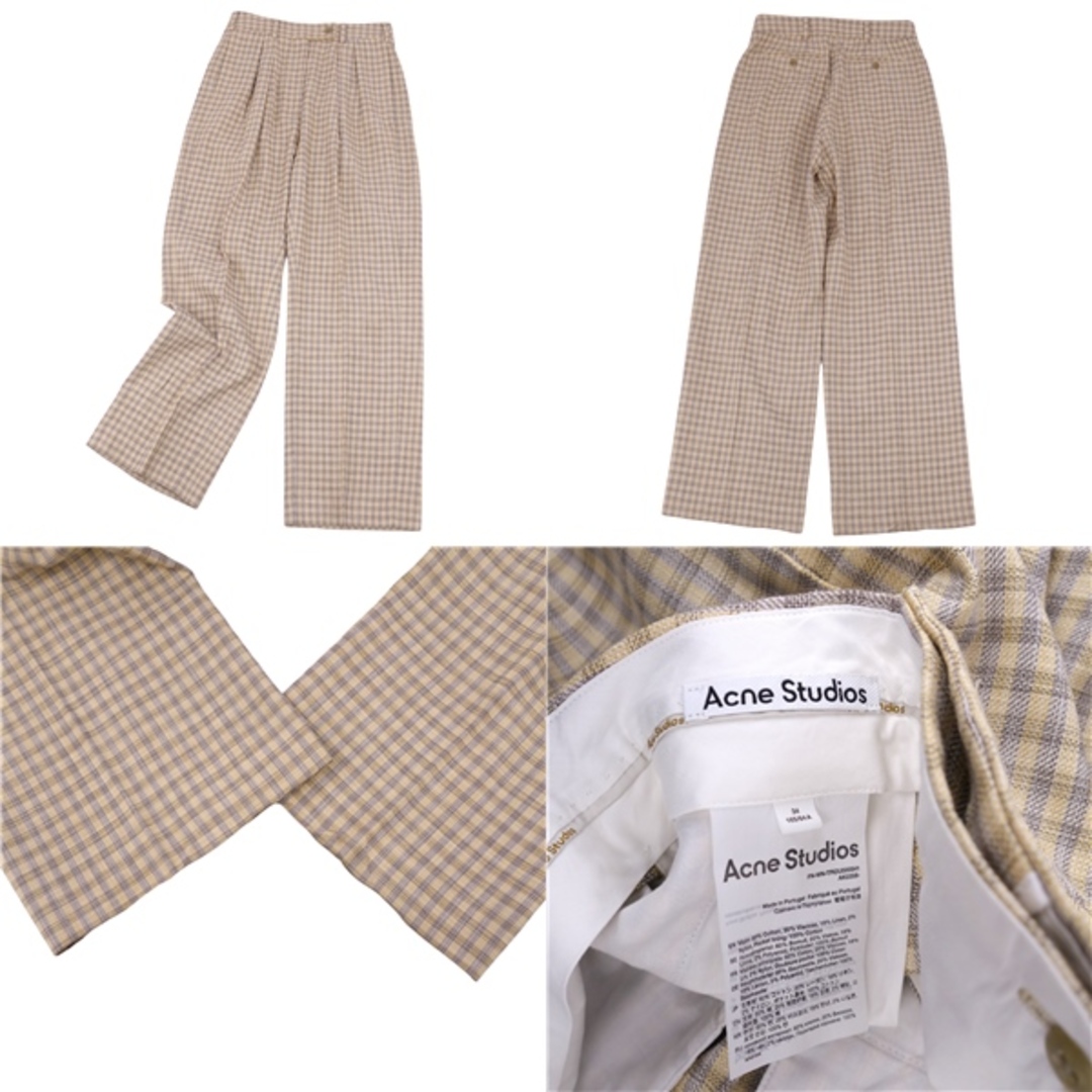 Acne Studios(アクネストゥディオズ)のアクネストゥディオズ Acne Studios パンツ ワイドパンツ チェック レディース ボトムス 34(S相当) ベージュ レディースのパンツ(その他)の商品写真