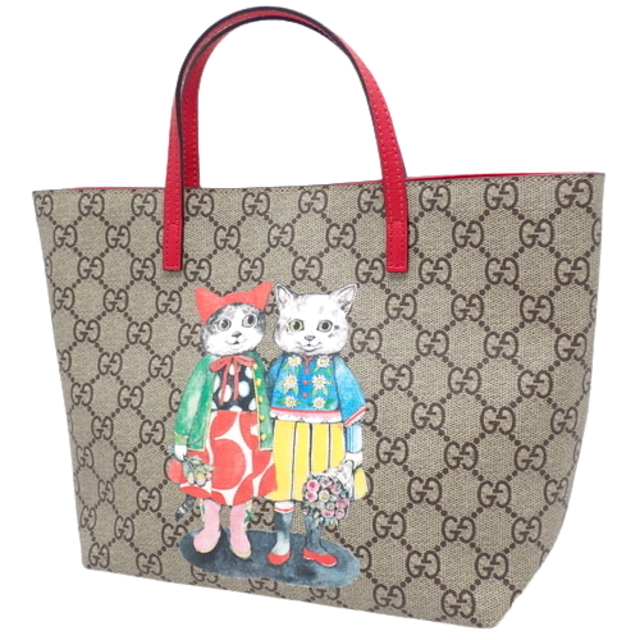 Gucci(グッチ)のグッチトートバッグ チルドレンズ キャット トート GGスプリームキャンバス ベージュ/エボニー レッド赤 マルチカラー 40802044653 レディースのバッグ(トートバッグ)の商品写真