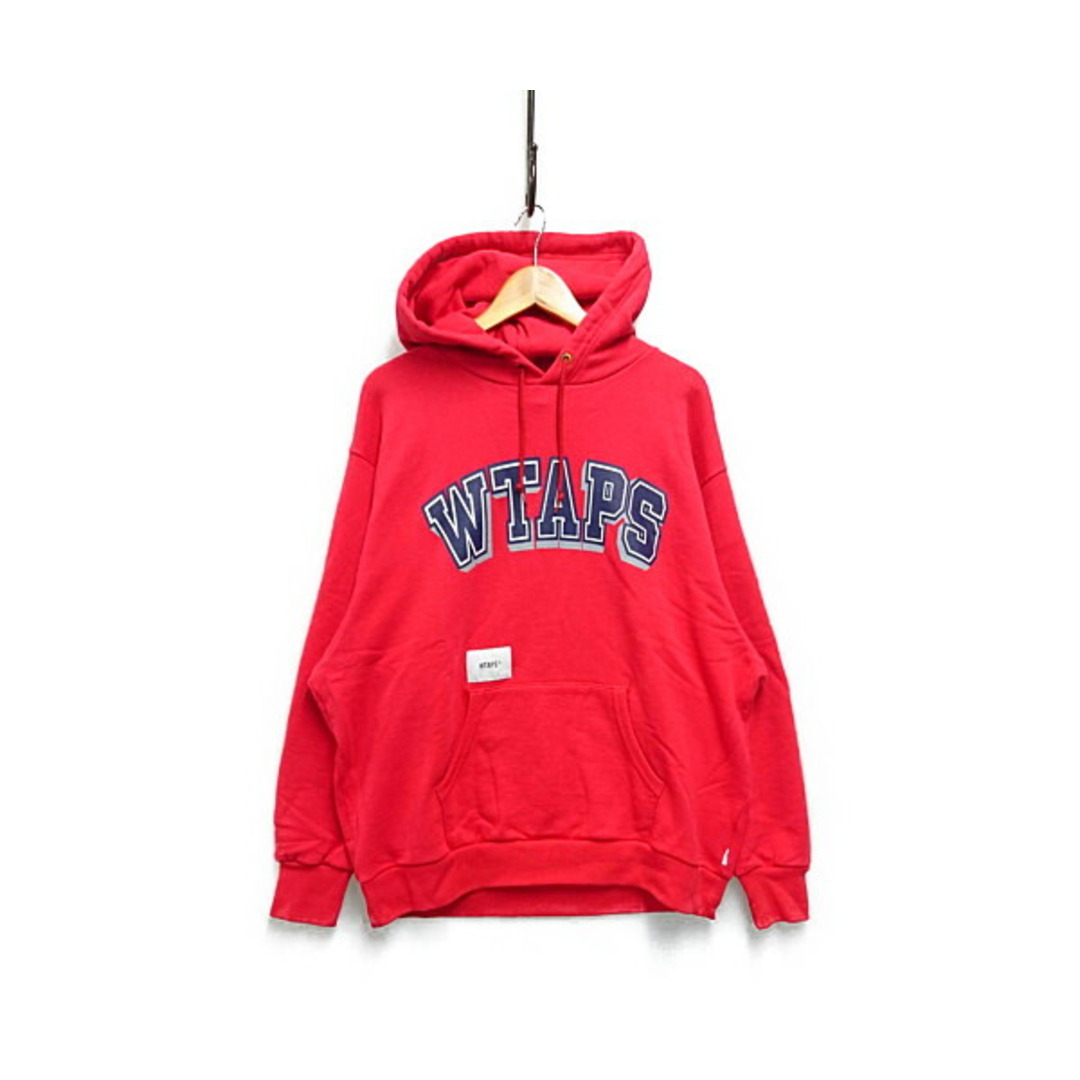 WTAPS ダブルタップス 20AW DAWN. DESIGN HOODED SWEATSHIRT. COPO ロゴスウェットパーカー 赤 サイズ3 正規品 / 29050約58cm着丈