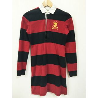 ラルフローレン(Ralph Lauren)のRUGBY RALPH LAUREN/ラグビー ラルフローレン 長袖 ラガーシャツ ワンピース 黒×赤 
【サイズ：Women's S】【小さめ】【レディース】【中古】(その他)