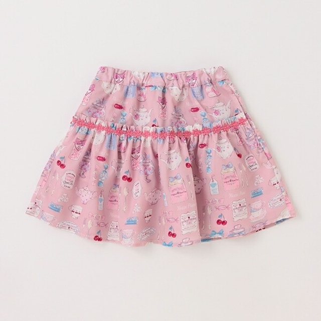 mezzo piano(メゾピアノ)のメゾピアノ　ティーパーティー柄 切替スカート キッズ/ベビー/マタニティのキッズ服女の子用(90cm~)(スカート)の商品写真