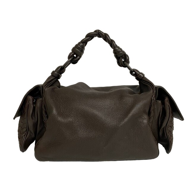 極 美品 保存袋付 BOTTEGA VENETA ボッテガヴェネタ イントレチャート レザー 本革 ハンドバッグ ミニ ボストンバッグ ブラウン 78383