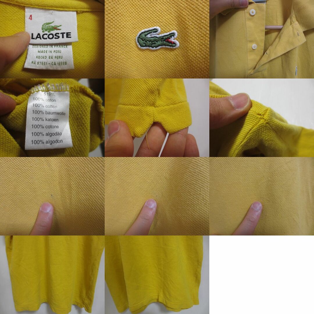 LACOSTE(ラコステ)のLACOSTE/ラコステ 半袖 鹿の子ポロシャツ ワンポイント 黄系【サイズ：4】【中古】 メンズのトップス(ポロシャツ)の商品写真