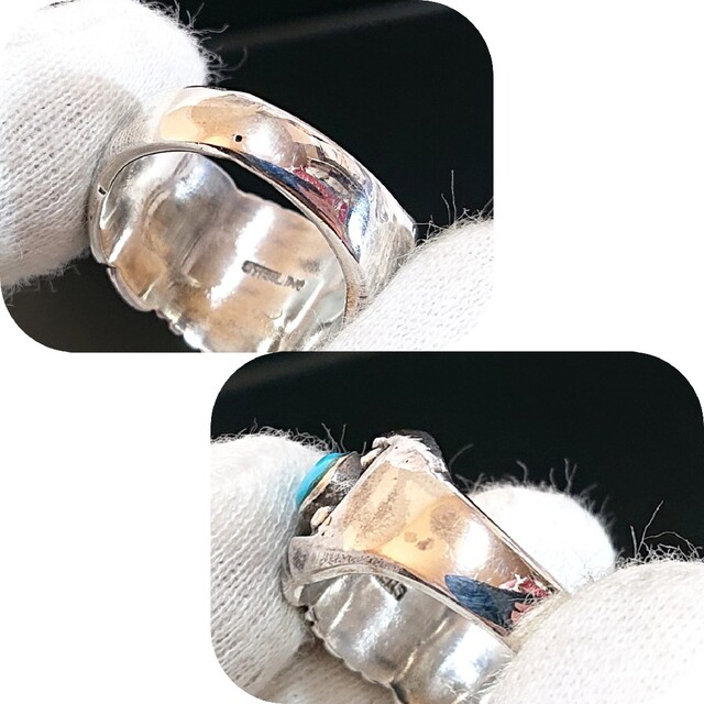 5232 SILVER925 3石 ターコイズリング16号 シルバー925天然石 メンズのアクセサリー(リング(指輪))の商品写真