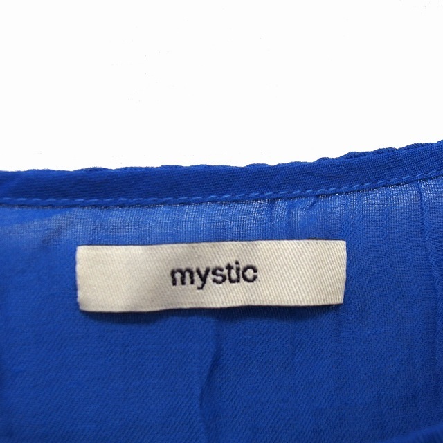 mystic(ミスティック)のミスティック カットソー ボートネック レース 透け感 薄手 半袖 F ブルー  レディースのトップス(カットソー(半袖/袖なし))の商品写真