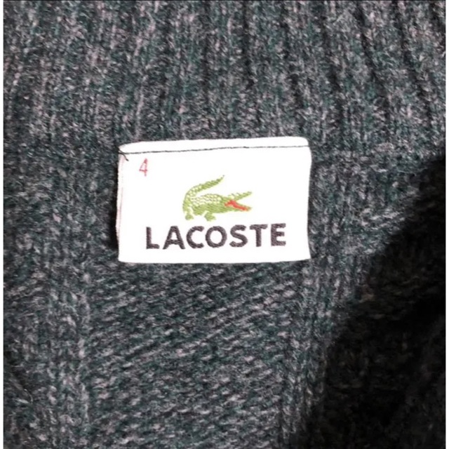 LACOSTE(ラコステ)の希少 ラコステ☆ワンポイント刺繍ロゴ ケーブルニットセーター90s メンズのトップス(ニット/セーター)の商品写真