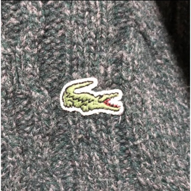 LACOSTE(ラコステ)の希少 ラコステ☆ワンポイント刺繍ロゴ ケーブルニットセーター90s メンズのトップス(ニット/セーター)の商品写真