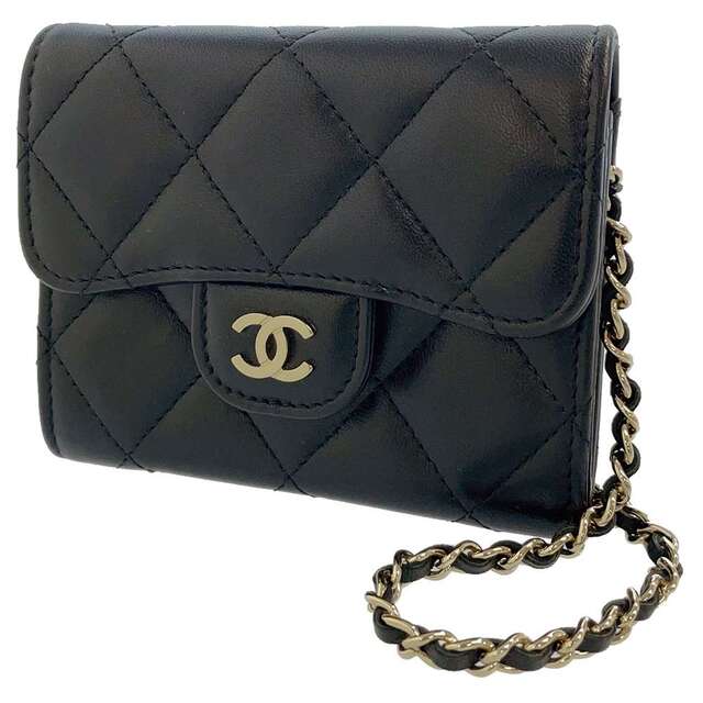 CHANEL シャネル ラムスキン カードケース ブラック ココマーク - 長財布