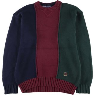 トミーヒルフィガー(TOMMY HILFIGER)の古着 90年代 トミーヒルフィガー TOMMY HILFIGER クレイジーパターン コットンニットセーター メンズL ヴィンテージ /eaa312915(ニット/セーター)