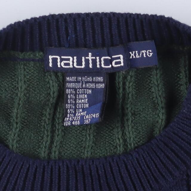 90年代 ノーティカ NAUTICA 総柄 クレイジーパターン コットンニットセーター メンズXL ヴィンテージ /eaa314299 2