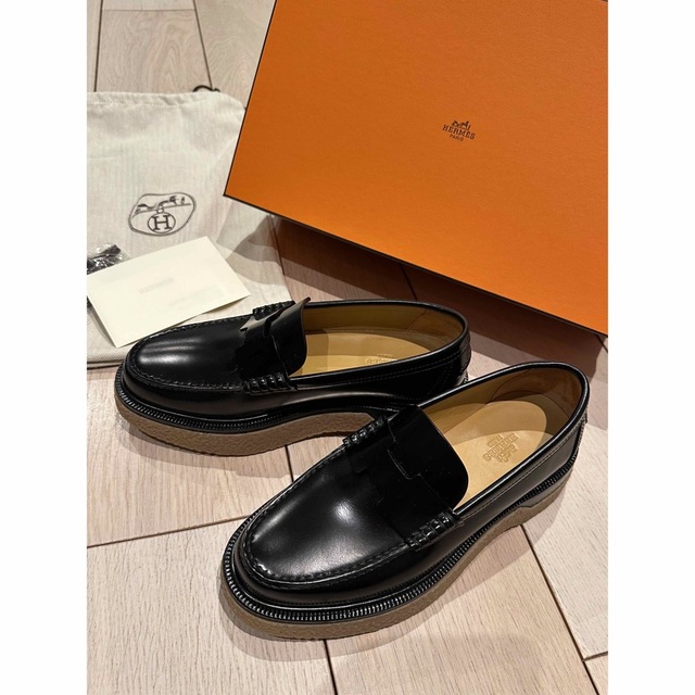 日本最級 Hermes ブラック 新品 エルメス ローファー ダブリン 36