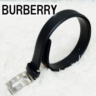 バーバリー(BURBERRY)の【美品】バーバリー BURBERRY レザーベルト ブラック ビジネス シルバー(ベルト)