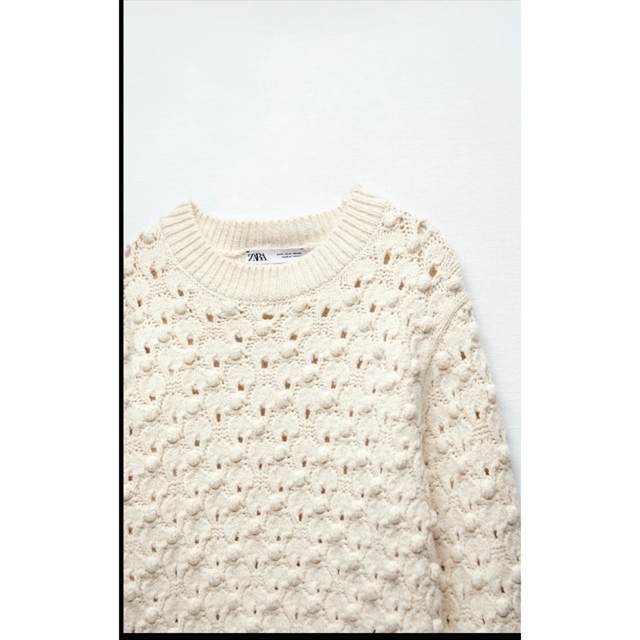 ZARA 今期完売 希少 テクスチャーニットセーター エクリュ 白 ホワイト