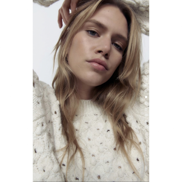 ZARA 今期完売 希少 テクスチャーニットセーター エクリュ 白 ホワイト