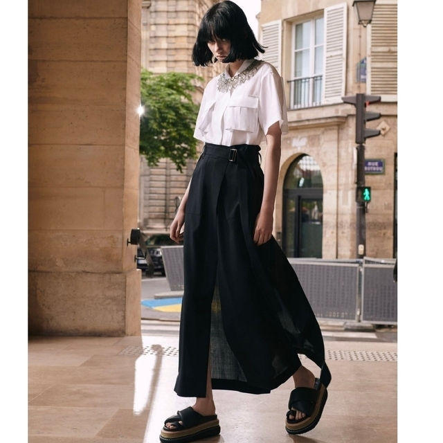 Sacai サカイ 22SS TWEED MIX CHIFFON SHIRT DRESS 22-06086 ツイード