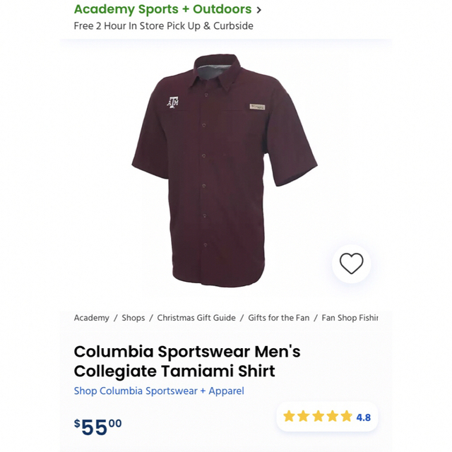 Columbia Short Sleeve Shirt 新品