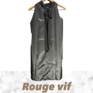 ルージュヴィフ(Rouge vif)の美品 ルージュ・ヴィフ ノースリーブ ミニワンピース サテン風 ドレス(ミニワンピース)