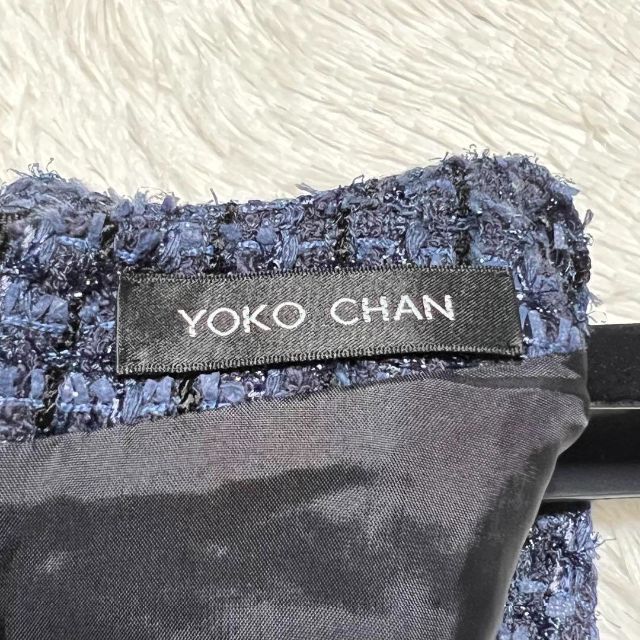 YOKO CHAN ツイード バルーン ワンピース ネイビー サイズ38 注目
