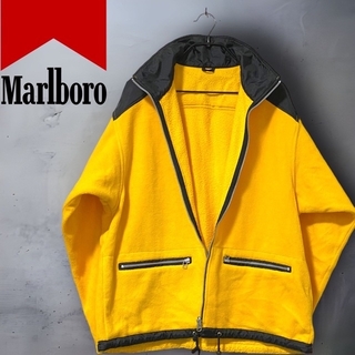90s ビンテージ　マルボロフリース　ワンポイントロゴ刺繍フリースジャケット(スウェット)