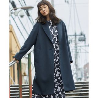 カシミア100%ロングコート○大きいサイズ○濃紺ダブル○超高級○XL