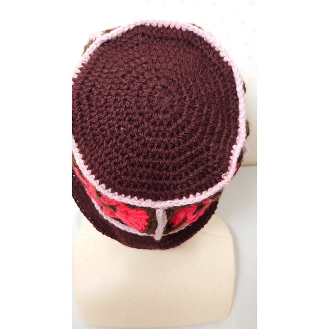 バケットハット クロシェハット アフリカンフラワーモチーフ ハンドメイドのファッション小物(帽子)の商品写真