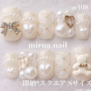 ネイルチップ 淡色ネイル ベージュネイル ガーリーネイル m108