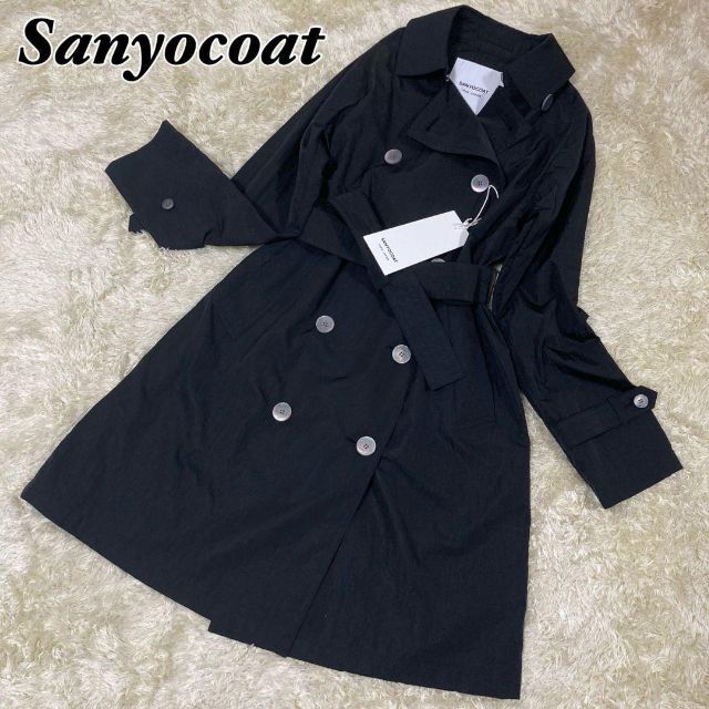 上品な 新品☆SANYOCOAT ナイロンワッシャートレンチコート ブラック
