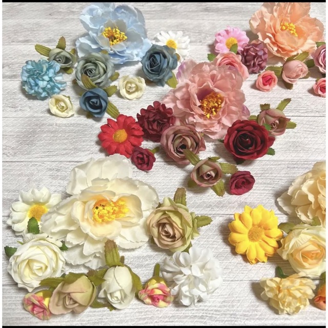 ブルー×レッド NO 0208-01 造花 花材 まとめ売り ハンドメイド 素材