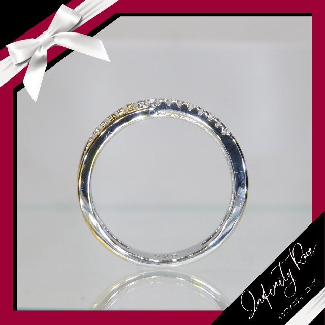 （1109）14号　シルバー×ゴールド豪華エンゲージリングクロス高級リング　指輪 レディースのアクセサリー(リング(指輪))の商品写真