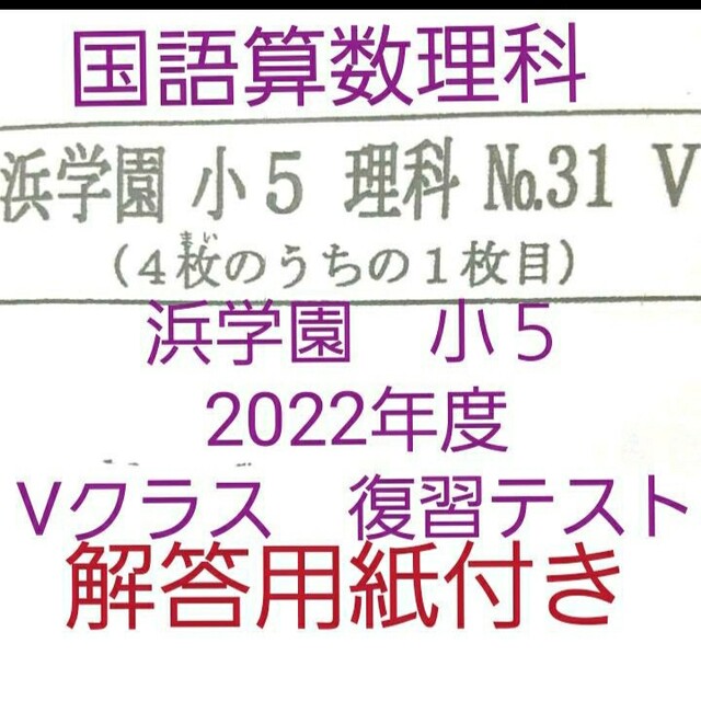 浜学園 小５ 2022年度 Vクラス 復習テスト 国語算数理科 セット 一年分-