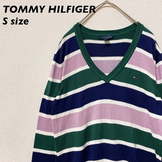 トミーヒルフィガー(TOMMY HILFIGER)のトミーヒルフィガー　ニット　セーター　ボーダー　フラッグロゴ　男女兼用　Sサイズ(ニット/セーター)