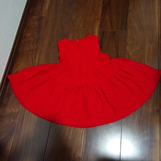 100 100cm ワンピース スカート 赤 真っ赤 ドット レトロ(スカート)