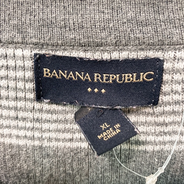 Banana Republic(バナナリパブリック)のバナナリパブリック　ニット　セーター　ボーダー　男女兼用　グレー　XLサイズ メンズのトップス(ニット/セーター)の商品写真