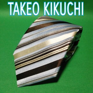 タケオキクチ(TAKEO KIKUCHI)の【美品】TAKEO KIKUCHI レジメンタル ネクタイ 水色(ネクタイ)