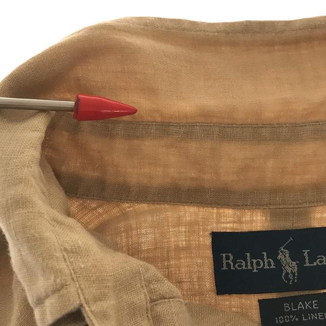 Ralph Lauren(ラルフローレン)のRALPH LAUREN / ラルフローレン | 1990s | 90s VINTAGE ヴィンテージ BLAKE リネン ポニー ロゴ 刺繍 ボタンダウン 半袖 シャツ | L | ベージュ | メンズ メンズのトップス(Tシャツ/カットソー(半袖/袖なし))の商品写真