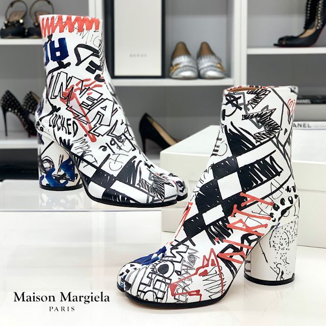 Maison Martin Margiela - 6048 未使用 メゾンマルジェラ 足袋 レザー ペイント ショートブーツ