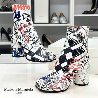マルタンマルジェラ(Maison Martin Margiela)の6048 未使用 メゾンマルジェラ 足袋 レザー ペイント ショートブーツ(ブーツ)