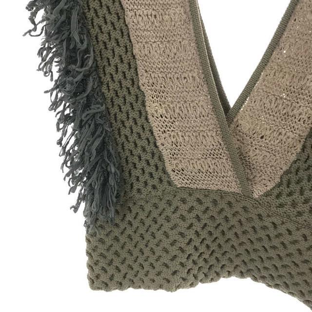 LEINWANDE / ラインヴァンド | Patchwork Fringe Top パッチワークフリンジ ベスト | F | グレー系 | レディース