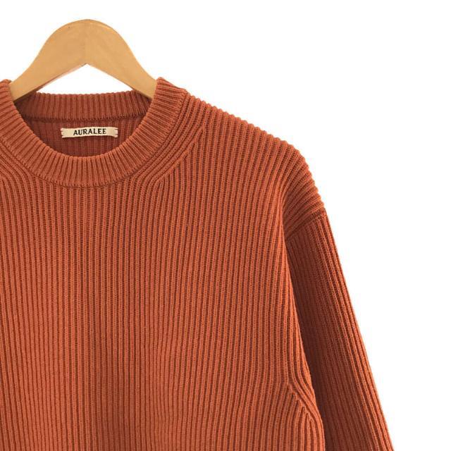 美品】 AURALEE オーラリー 2021AW SUPER FINE WOOL RIB KNIT BIG P/O クルーネック ウール ニット  プルオーバー ORANGE メンズ 限定割引