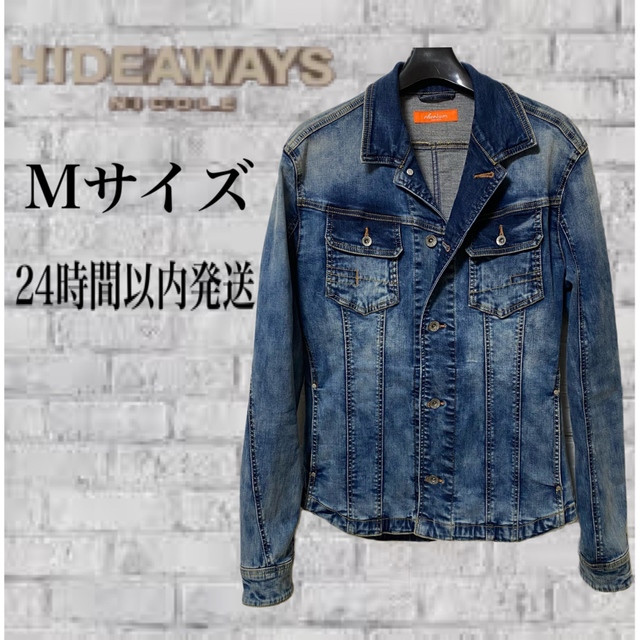 【美品】HIDEAWAYS ストレッチデニムジャケット ブルー Mサイズ