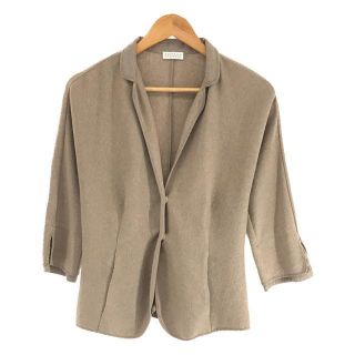 ブルネロクチネリ(BRUNELLO CUCINELLI)のBRUNELLO CUCINELLI / ブルネロクチネリ | イタリア製 コットン ラペル 袖 切替 パイピング カーディガン ジャケット | S | ベージュ | レディース(その他)