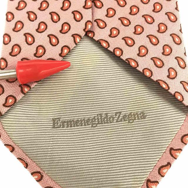 Ermenegildo Zegna / エルメネジルドゼニア | イタリア製 シルク 100% ペイズリー 総柄 ネクタイ フォーマル | ピンク メンズのファッション小物(ネクタイ)の商品写真