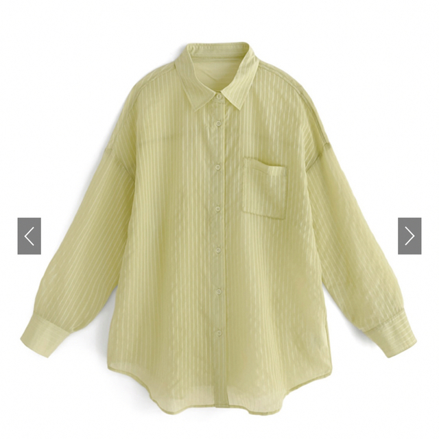 GRL(グレイル)のシャツ　ストライプ　シアー　イエロー　ルーズシアーシャツ レディースのトップス(シャツ/ブラウス(長袖/七分))の商品写真