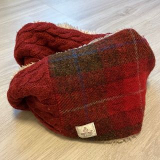 ハリスツイード(Harris Tweed)のハリスツイード　ネックウォーマー　スヌード　ニット　チェック　レッド　赤　秋冬(ネックウォーマー)