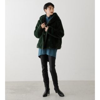 アズールバイマウジー(AZUL by moussy)のAZUL by moussy アズール ファー ジャケット コート グリーン(毛皮/ファーコート)