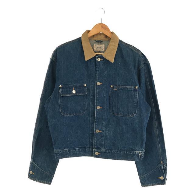 POLO RALPH LAUREN / ポロラルフローレン | 1980s | 80s ~ 90s VINTAGE ヴィンテージ 白タグ USA製 襟 コーデュロイ 切替 デニム ジャケット | L | インディゴ | メンズ | フリマアプリ ラクマ