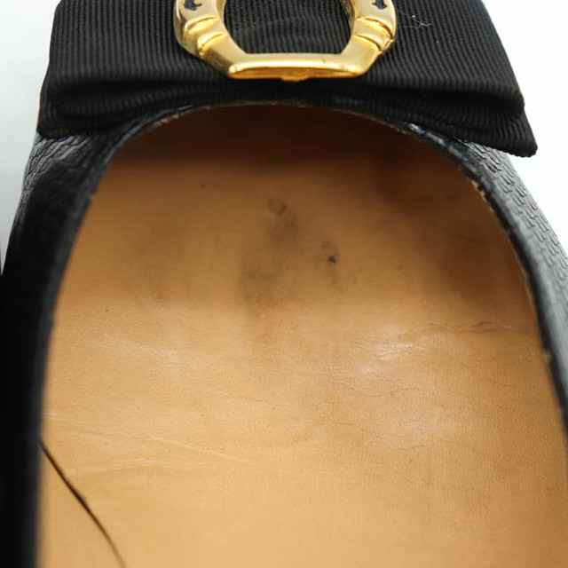 ア・テストーニ パンプス リボン ロゴ金具 オールレザー エナメル イタリア製 ブランド 靴 レディース 35サイズ ブラック a.testoni