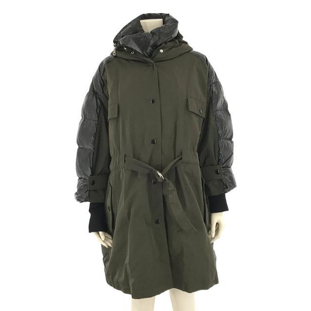 【美品】  MONCLER / モンクレール | Ocean Giubbotto Down Jacket Coat Olive ベルト付き バイカラー ドッキング 切替 リブ ダウン コート フーディ | 1 | オリーブ | レディースその他